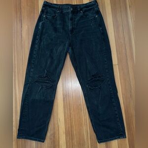 American Eagle Outfitters Black Distressed Ankle Jeans